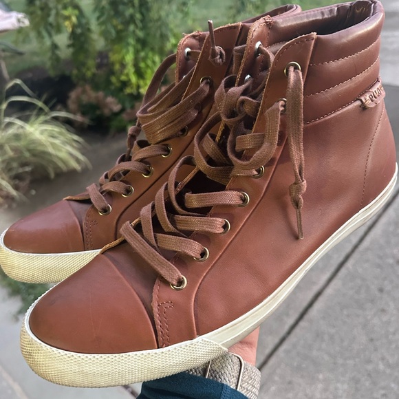 Ralph Lauren Tan High-Top Sneakers - Picture 1 of 3